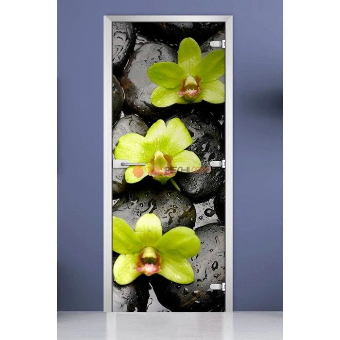 Стеклянная межкомнатная дверь DoorWood с фотопечатью Flowers-11, 2000х600 мм