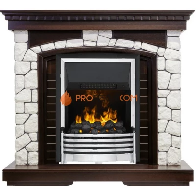 Каминокомплект Dimplex Glasgow - Темный дуб / Белый с очагом Flagstaff