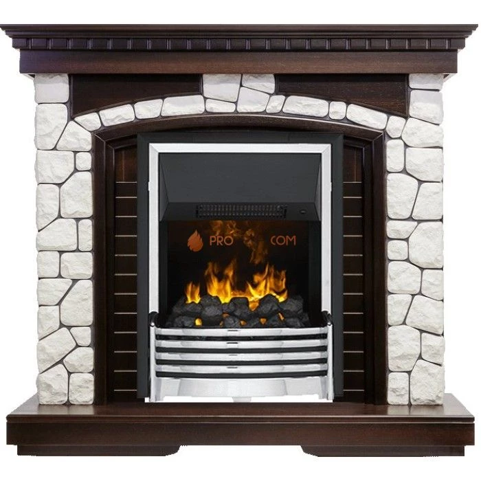 Каминокомплект Dimplex Glasgow - Темный дуб / Белый с очагом Flagstaff