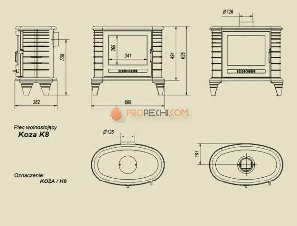 Чугунная печь Koza/K8/термостат