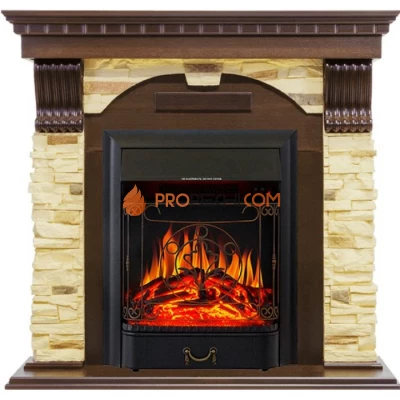 Каминокомплект Royal Flame Dublin угловой - Темный дуб / Сланец с очагом Majestic FX Black