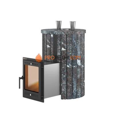 Дровяная печь для бани Эверест Steam Master 30 INOX Ламель Амфиболит, S-20