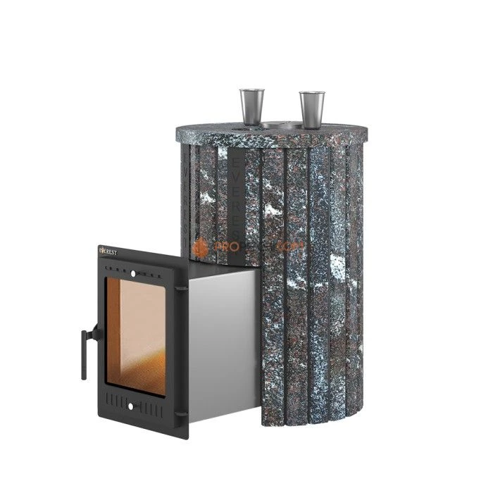 Дровяная печь для бани Эверест Steam Master 30 INOX Ламель Амфиболит, S-20
