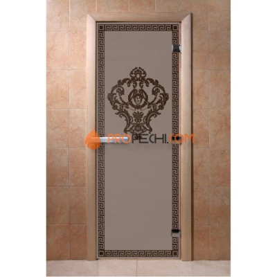 Дверь для бани DoorWood с рисунком Версаче Черный жемчуг матовая, 2000x800 мм