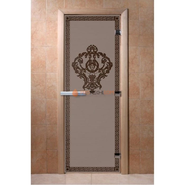 Дверь для бани DoorWood с рисунком Версаче Черный жемчуг матовая, 2000x800 мм