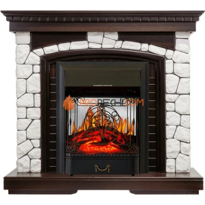 Каминокомплект Royal Flame Glasgow - Темный дуб / Белый с очагом Majestic FX M Black
