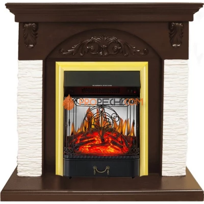 Каминокомплект Royal Flame Bern Сланец мелкий белый / Темный дуб с очагом Majestic FX M Brass