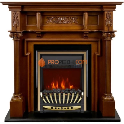 Каминокомплект Royal Flame Oxford - Орех с очагом Aspen Gold