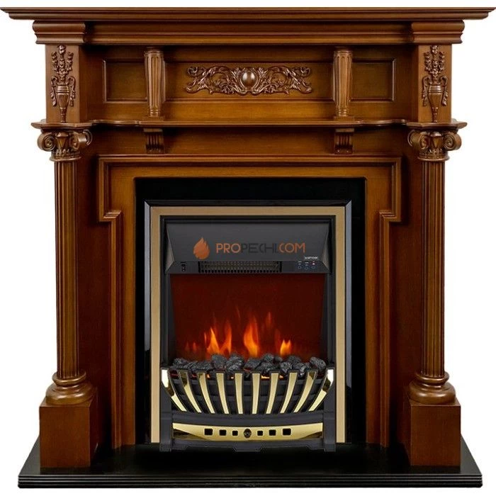 Каминокомплект Royal Flame Oxford - Орех с очагом Aspen Gold