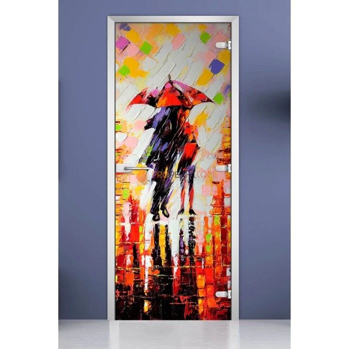 Стеклянная межкомнатная дверь DoorWood с фотопечатью Painting-14, 2000х600 мм