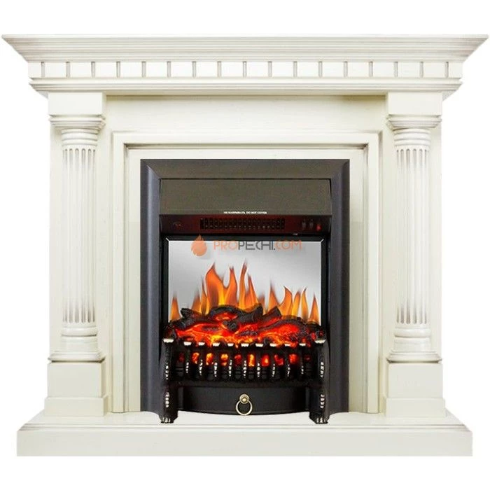 Каминокомплект Royal Flame Dallas - Слоновая кость с патиной с очагом Fobos FX M Black