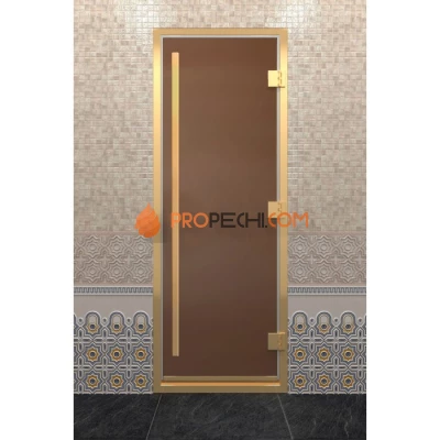 Дверь для хамама DoorWood Престиж Золотой профиль Бронза матовая, 2100х700 мм