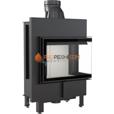 Каминная топка стальная Kratki LUCY/12/P/BS (угловое стекло справа) (12 кВт)