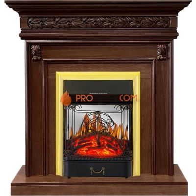 Каминокомплект Royal Flame Valletta - Темный дуб с очагом Majestic FX M Brass