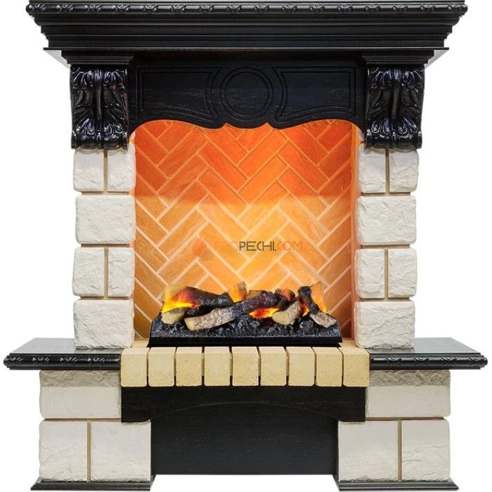 Каминокомплект Dimplex Pierre Luxe - Венге / Шампань (Высота 975мм) с очагом Cassette 400 LNH-INT (с дровами)