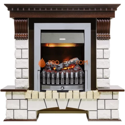 Каминокомплект Dimplex Pierre Luxe угловой - Темный дуб / Белый (Высота 1020мм) с очагом Danville Chrome FB2