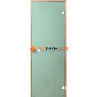 Дверь для бани Harvia STG 8x19 коробка сосна, стекло зеленое Камыш