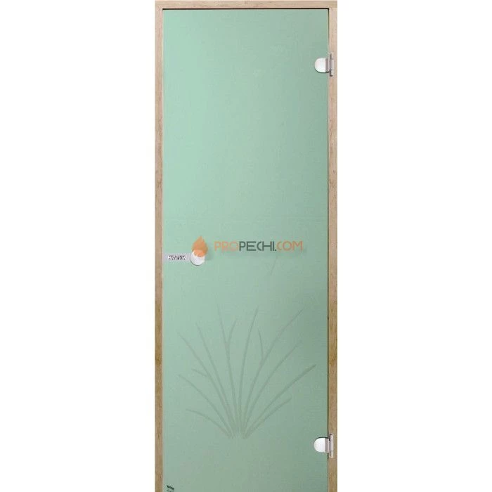 Дверь для бани Harvia STG 8x19 коробка сосна, стекло зеленое Камыш
