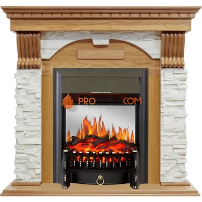 Каминокомплект Royal Flame Dublin - Дуб / Сланец белый с очагом Fobos FX M Black