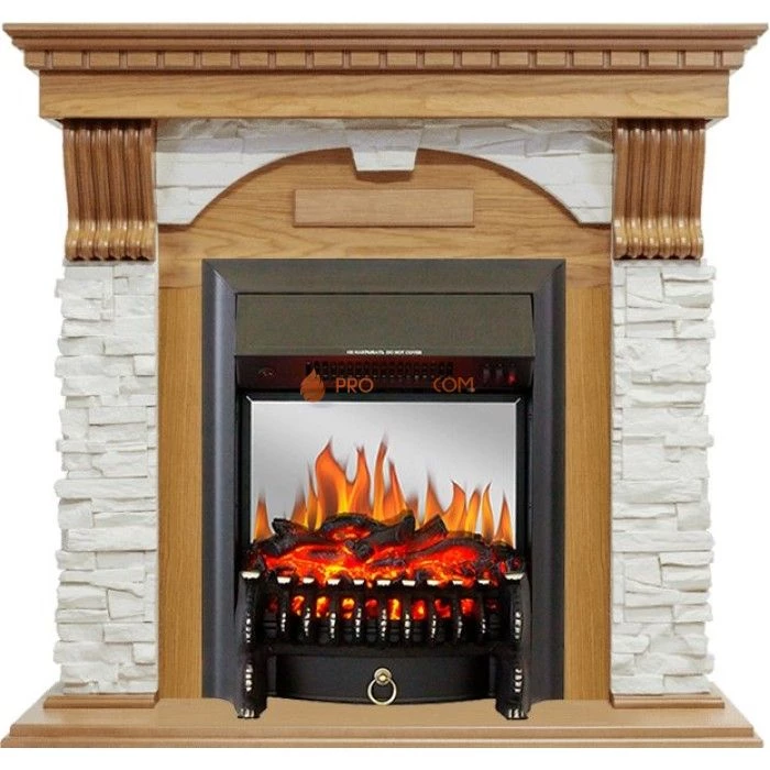 Каминокомплект Royal Flame Dublin - Дуб / Сланец белый с очагом Fobos FX M Black