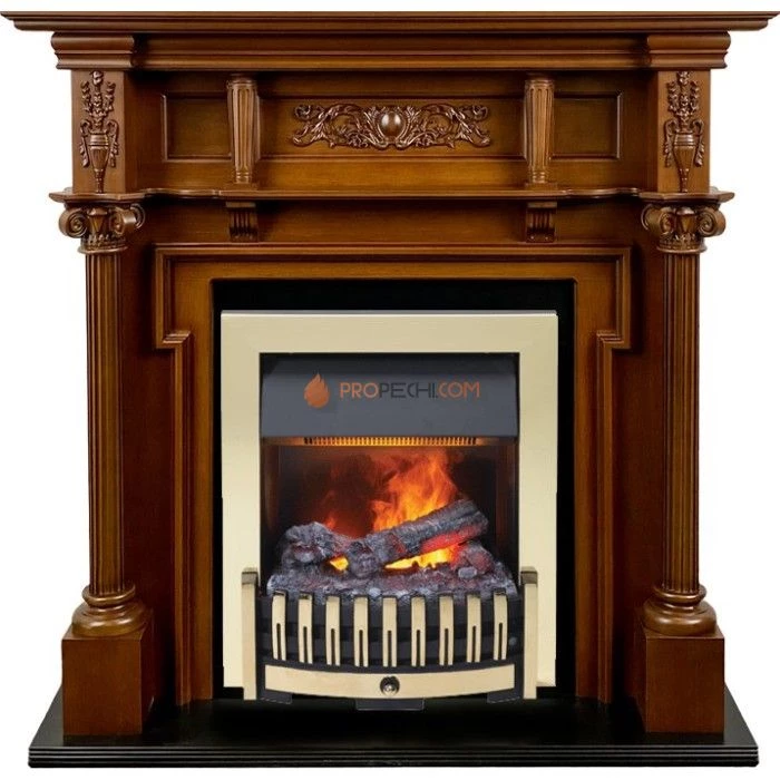 Каминокомплект Dimplex Oxford - Орех с очагом Danville Brass FB2