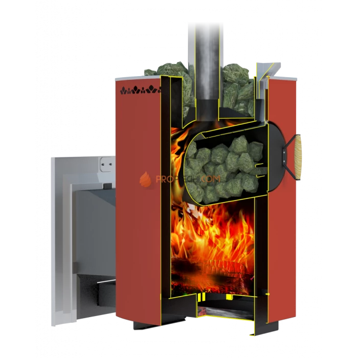 Дровяная печь для бани Теплодар Кубань-20 Л Панорама