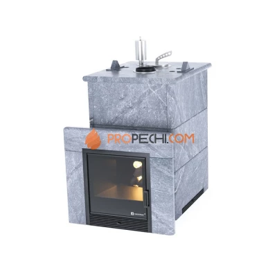 Дровяная печь для бани ИзиСтим Анапа в полноценном кожухе из талькохлорита