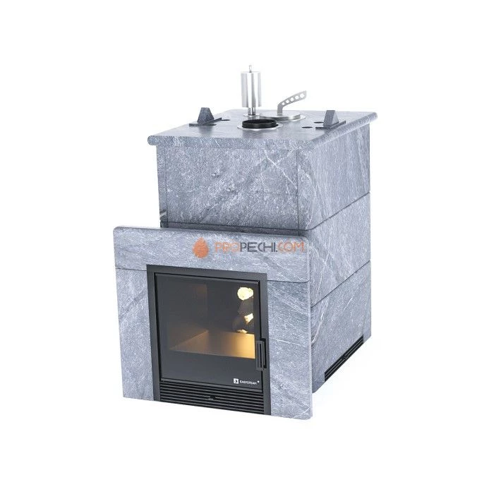 Дровяная печь для бани ИзиСтим Анапа в полноценном кожухе из талькохлорита