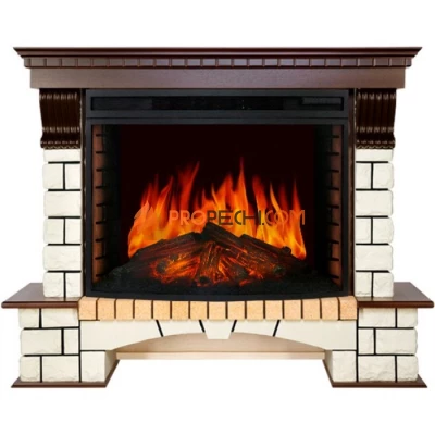 Каминокомплект Royal Flame Pierre Luxe - Темный дуб / Белый (Высота 1095мм) с очагом Dioramic 33 LED FX