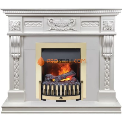Каминокомплект Dimplex Corsica - Матовый белый (Ширина 1100) с очагом Danville Brass FB2