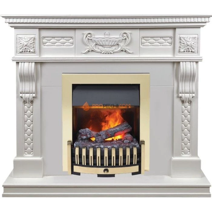 Каминокомплект Dimplex Corsica - Матовый белый (Ширина 1100) с очагом Danville Brass FB2
