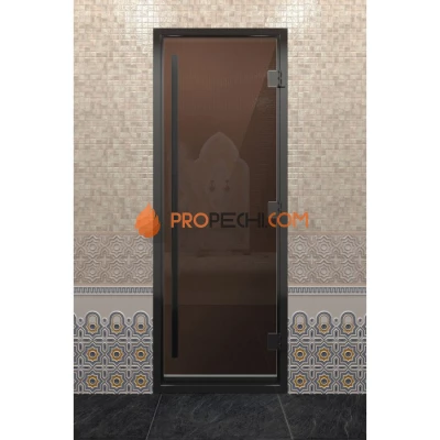 Дверь для хамама DoorWood Престиж Черный профиль Бронза, 1900х700 мм