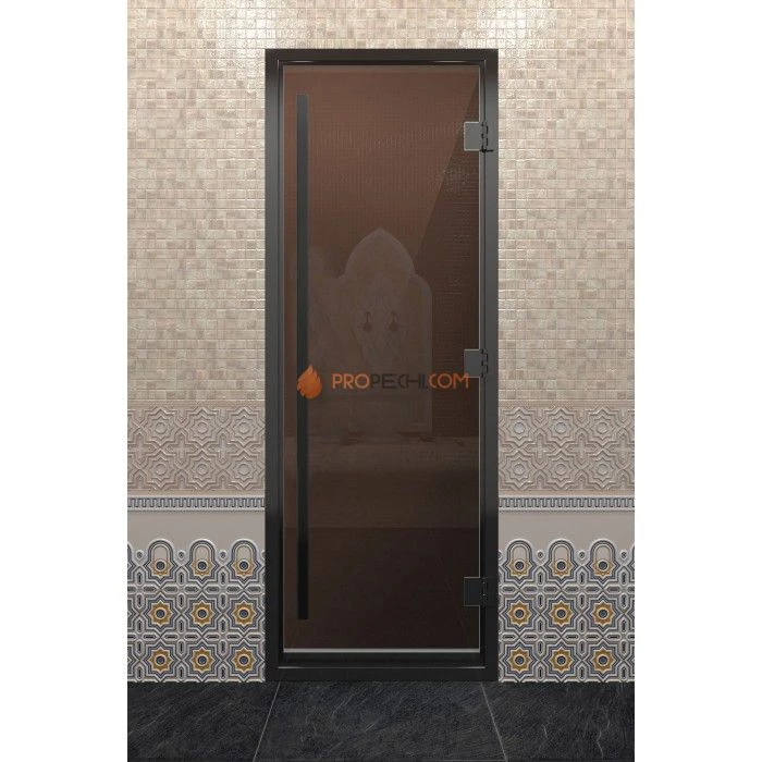 Дверь для хамама DoorWood Престиж Черный профиль Бронза, 2100х800 мм
