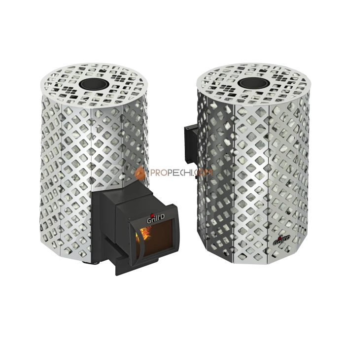 Дровяная печь для бани Grill’D Violet Steel Romb Long (Камень колотый 100 кг)
