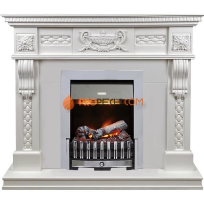 Каминокомплект Dimplex Corsica - Матовый белый (Ширина 1100) с очагом Danville Chrome FB2