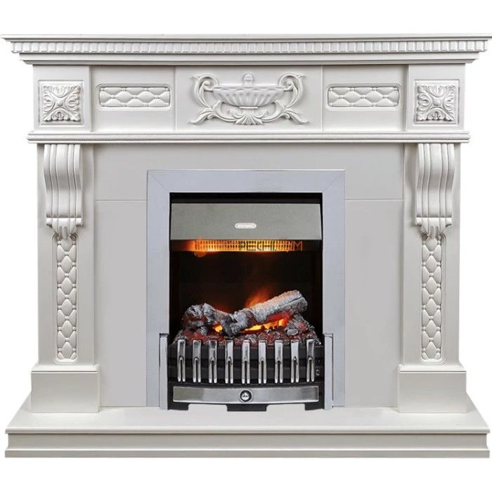 Каминокомплект Dimplex Corsica - Матовый белый (Ширина 1100) с очагом Danville Chrome FB2