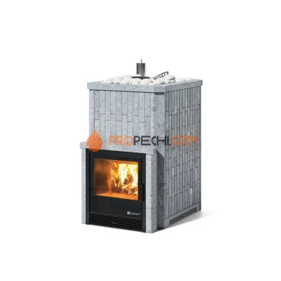 Дровяная печь для бани ИзиСтим Южная 16 с топкой из парной в камне из талькохлорита