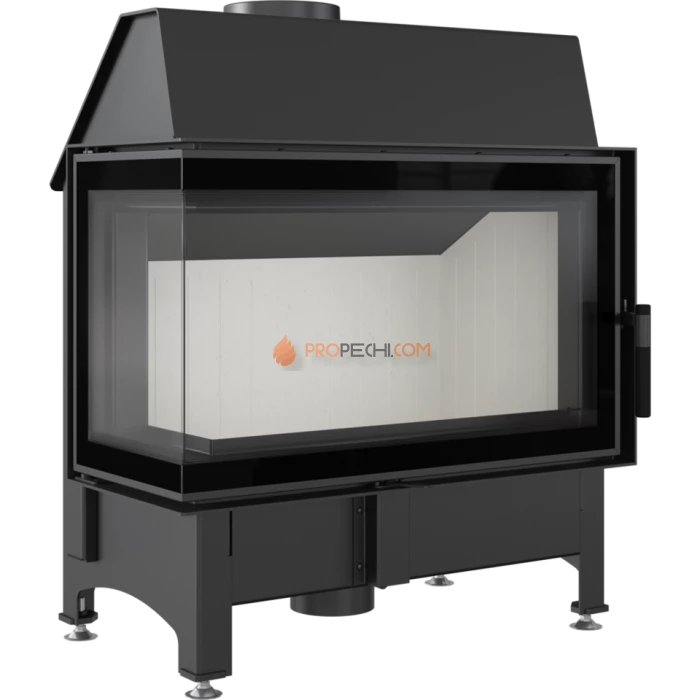 Каминная топка стальная Kratki Zibi/L/BS/DECO (угловое стекло слева) (11 кВт)