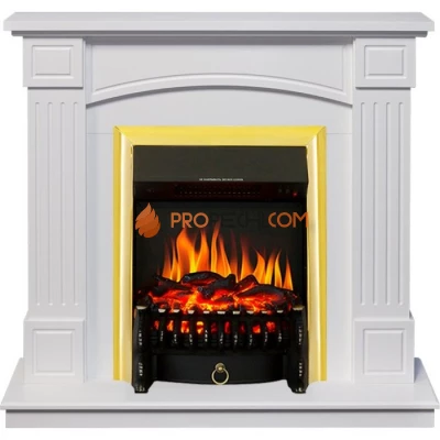 Каминокомплект Royal Flame Boston - Белый (Высота 925см) с очагом Fobos FX Brass