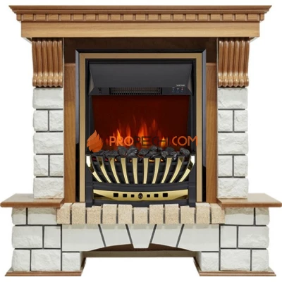 Каминокомплект Royal Flame Pierre Luxe - Дуб / Белый с очагом Aspen Gold