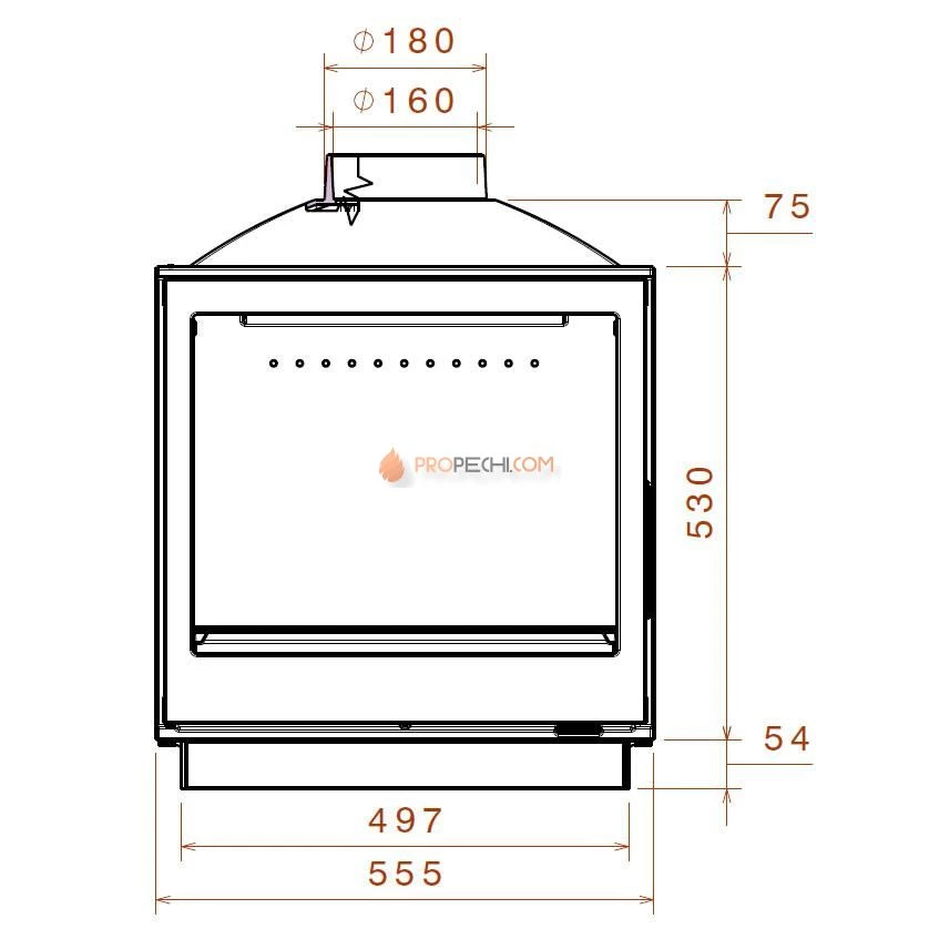 Печь-камин Liseo Castiron LCI 5 GLR Wall, два боковых стекла