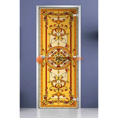 Стеклянная межкомнатная дверь DoorWood с фотопечатью Stained Glass-13, 2000х700 мм
