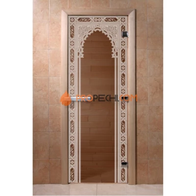Дверь для бани DoorWood с рисунком Восточная арка Бронза, 1800x600 мм