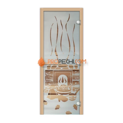 Дверь стеклянная FireWay 1.9х0.7 Банька Сатин