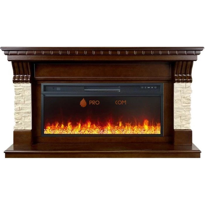 Каминокомплект Royal Flame Denver - Темный дуб / Бежевый (Ширина 1500 мм) с очагом Vision 42 LED