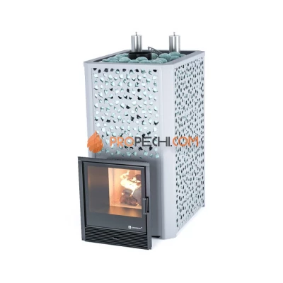 Дровяная печь для бани ИзиСтим Ялта 45 К в кожухе Березовый лист