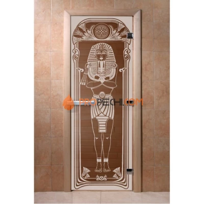 Дверь для бани DoorWood с рисунком Египет Бронза, 2000x600 мм