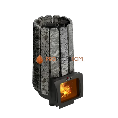 Дровяная банная печь Grill’D Cometa 180 Vega Short Window Max, Stone (Серпентинит) Pro