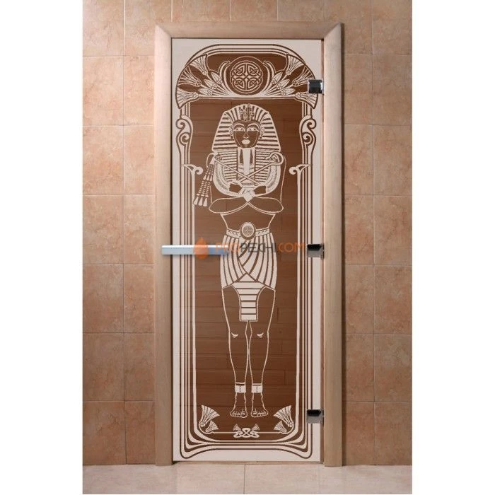 Дверь для бани DoorWood с рисунком Египет Бронза, 2000x600 мм