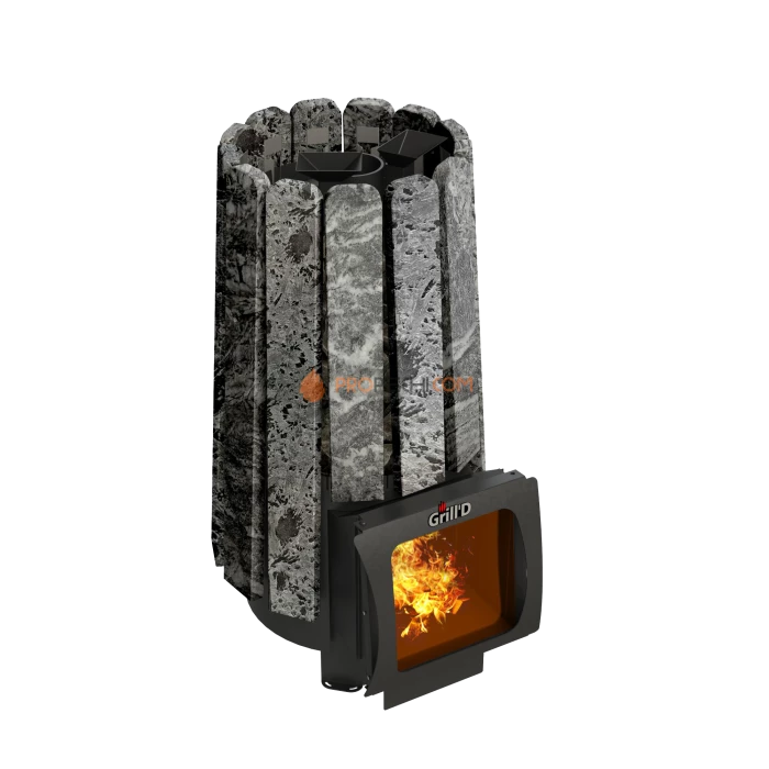 Дровяная банная печь Grill’D Cometa 180 Vega Short Window Max, Stone (Серпентинит) Pro